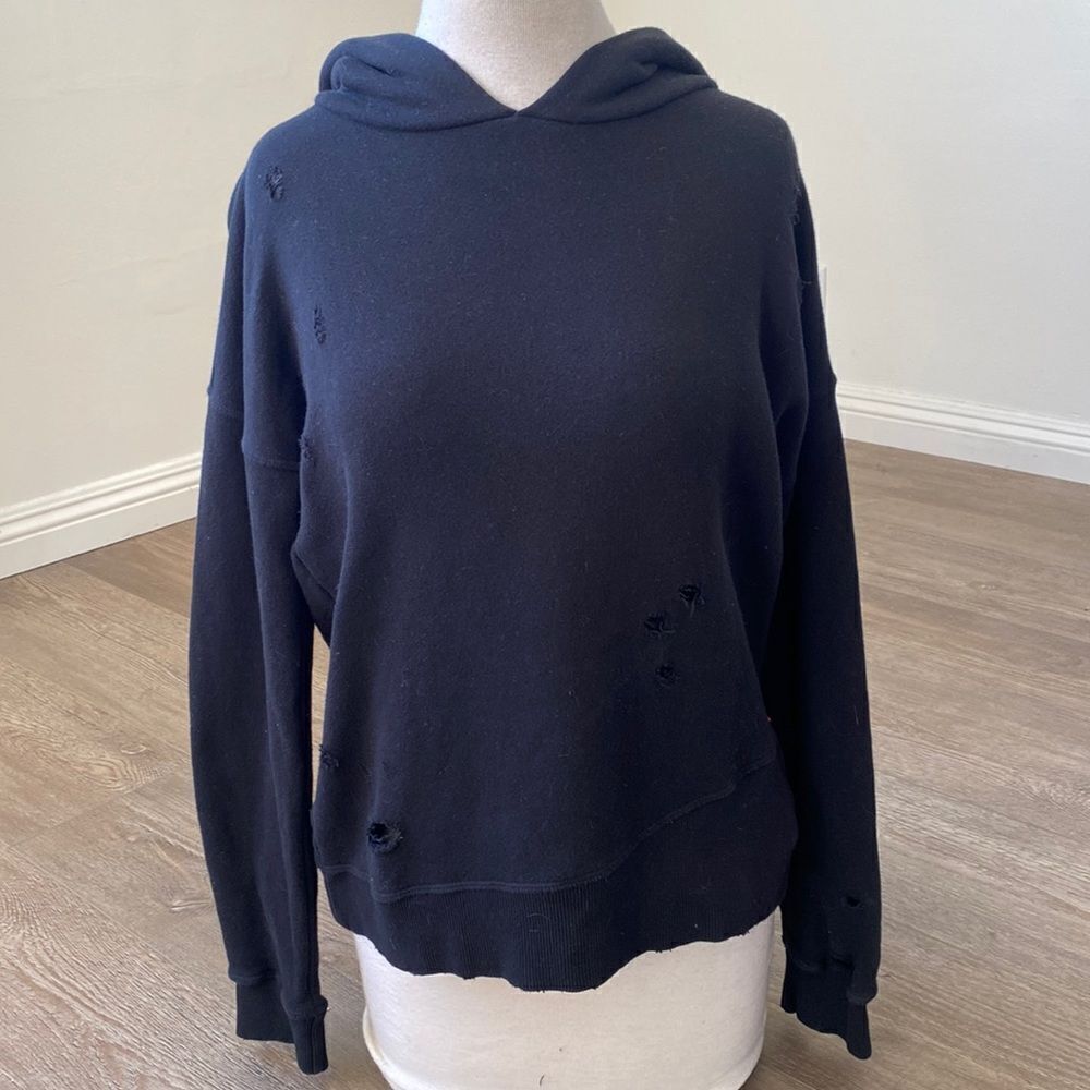 n:Philanthropy Black Distressed Oversized Pullover Hoodie